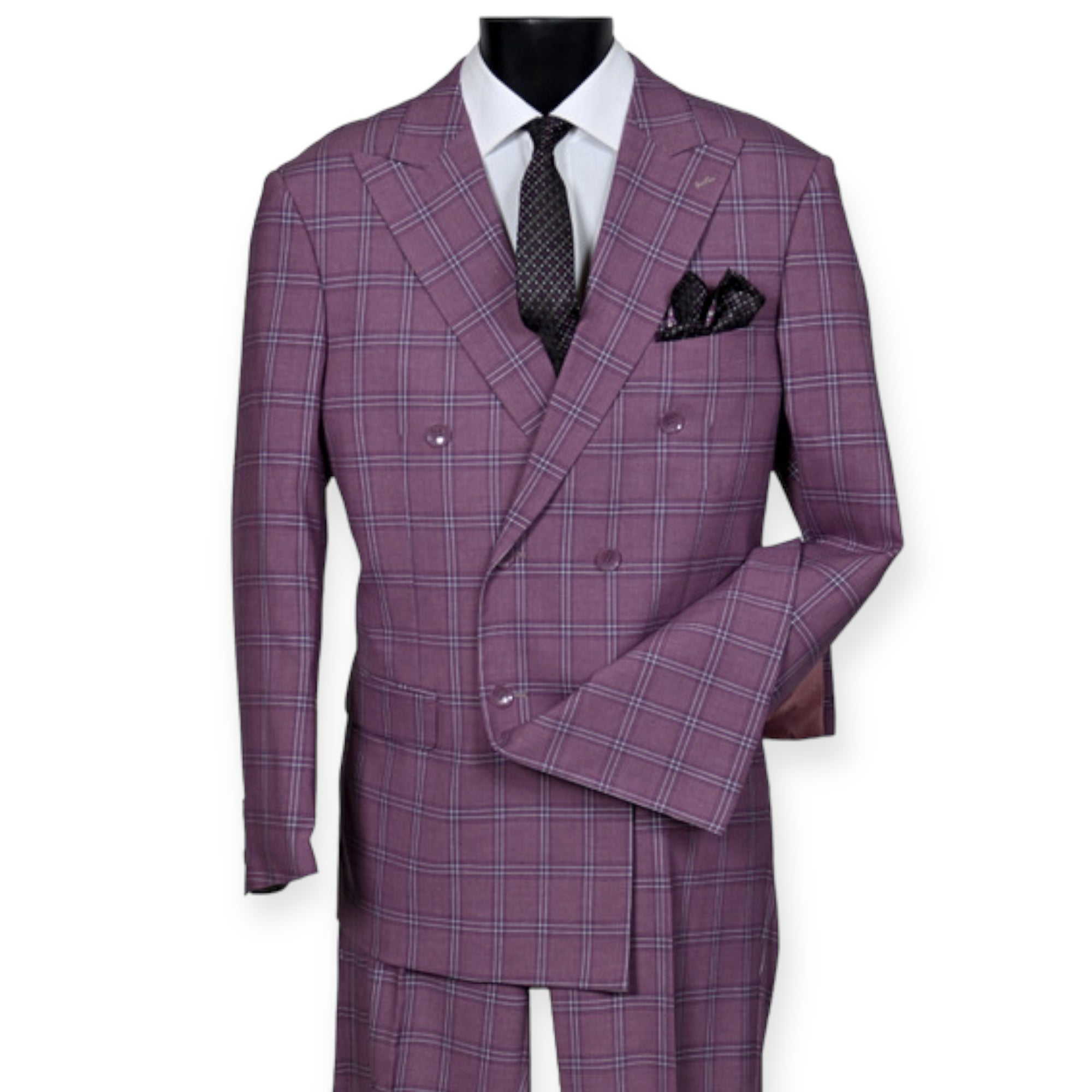 MAZARI: 2pc Plaid Double Breast Suit 2268